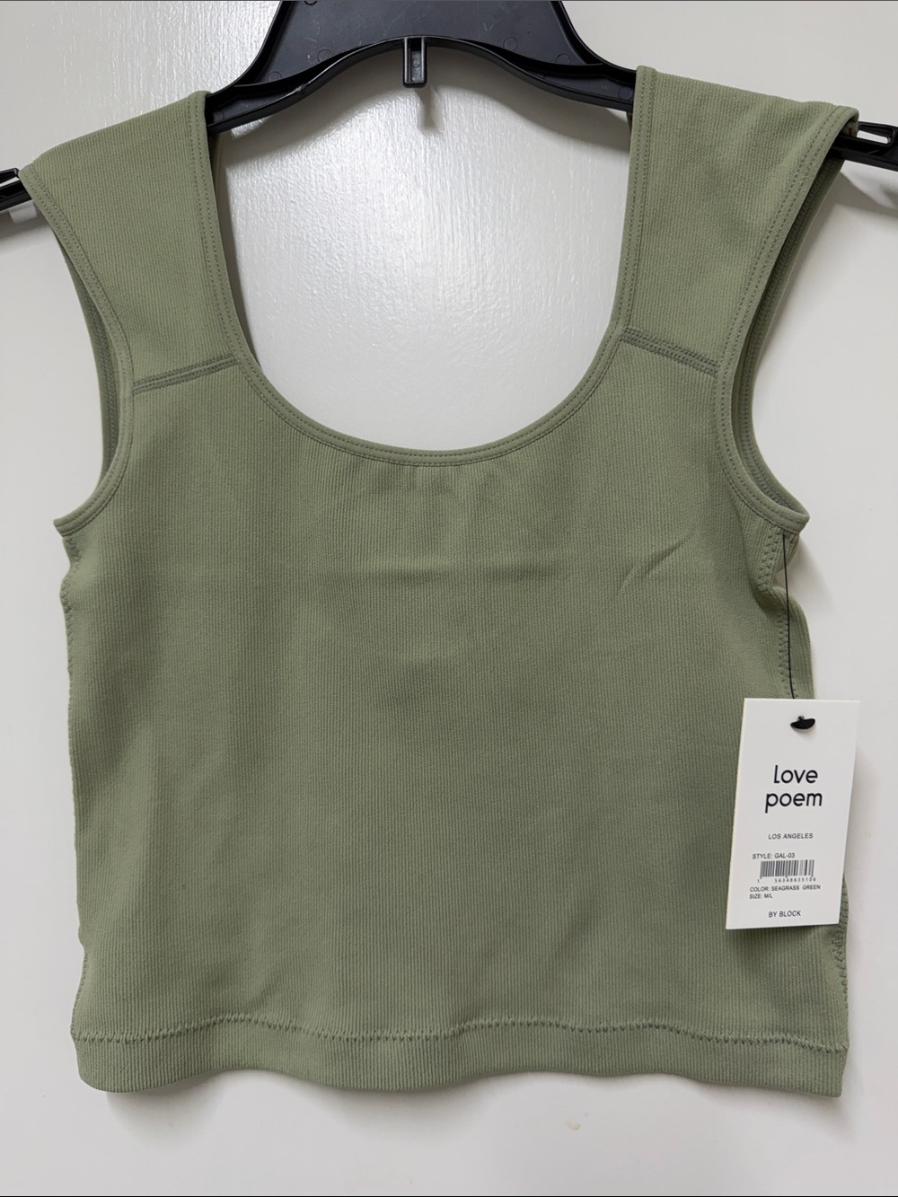 Love Poem Olive Green Scoop Neck Crop Top